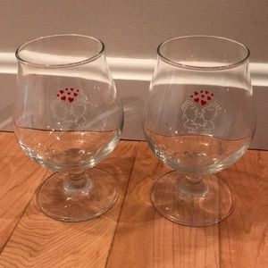 Pair of glass brandy snifter glasses